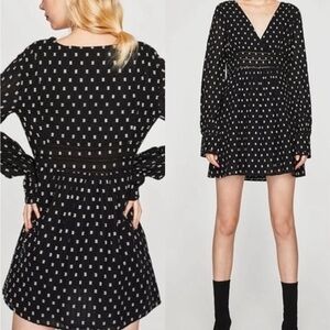 Zara Elegant Black Dot Mini Dress